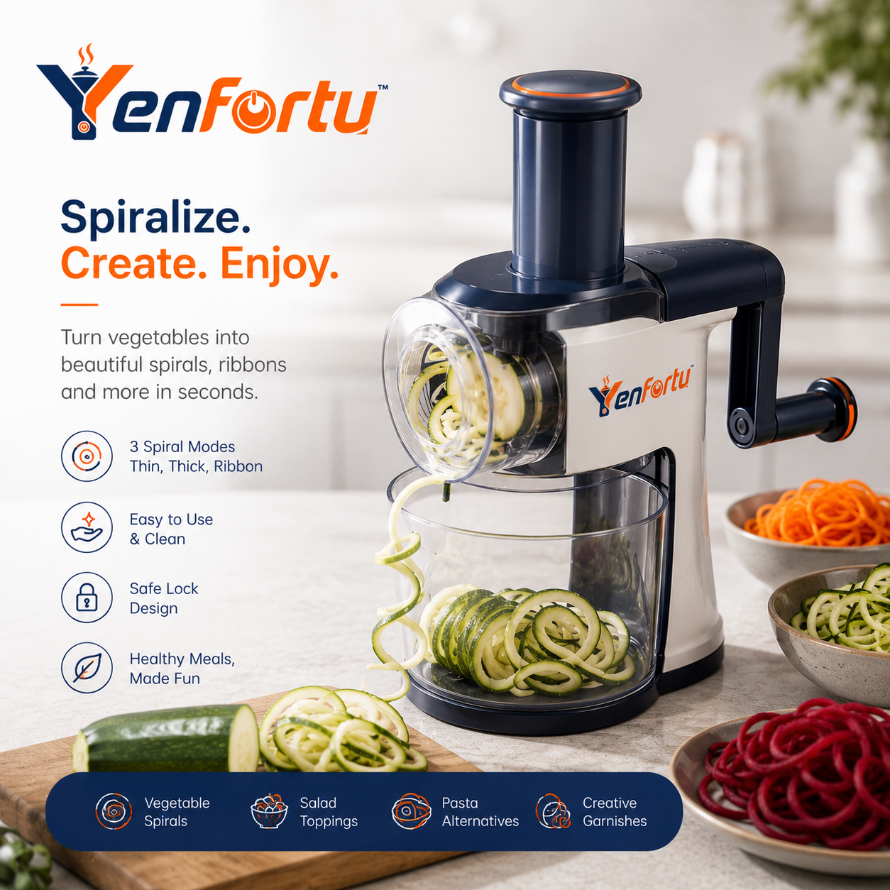 Yenfortu™ SpiralChef Pro 3-Speed Spiralizer