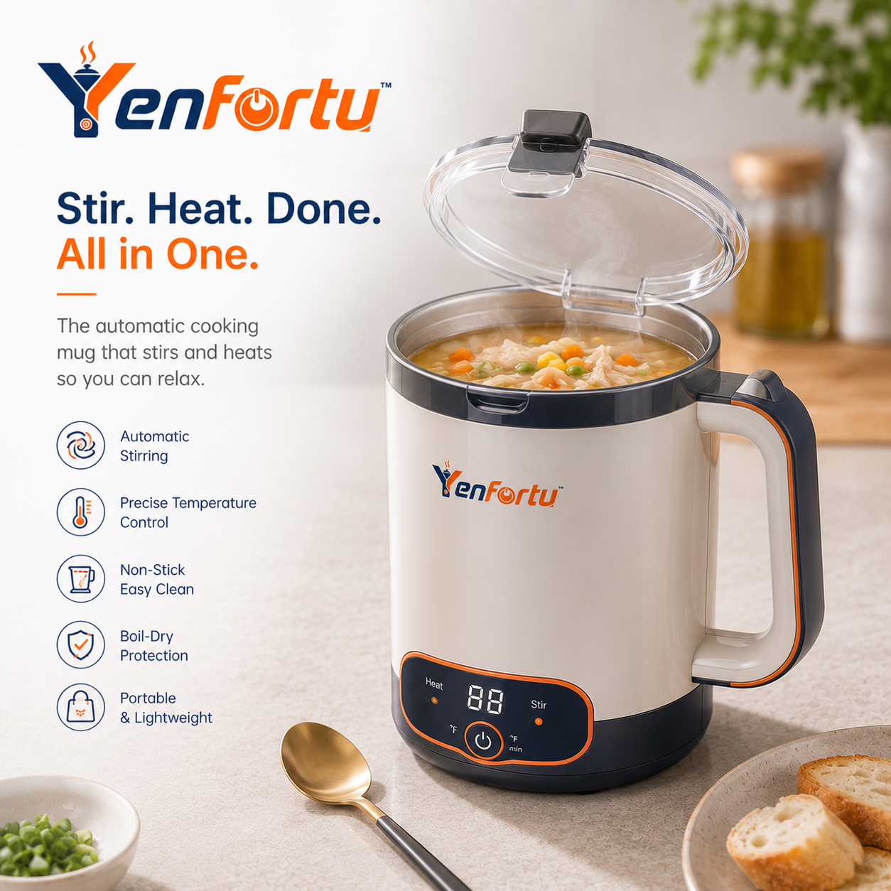 Yenfortu™ SmartSimmer Auto Stir Cook Pot